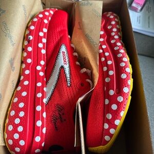 Brooks Red and White Athletic Shoes with Polka Dot Sole
